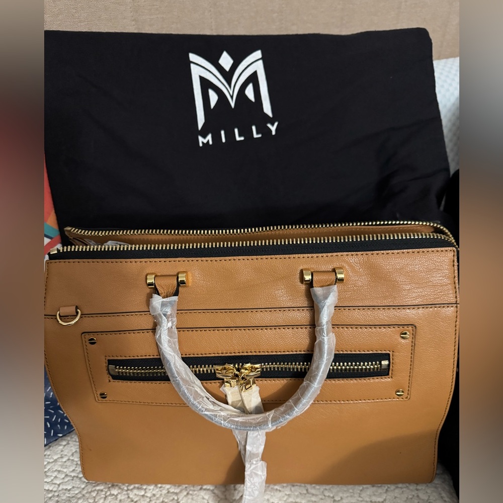 Milly Genuine Leather LARGE briefcase style handbag NWT $395